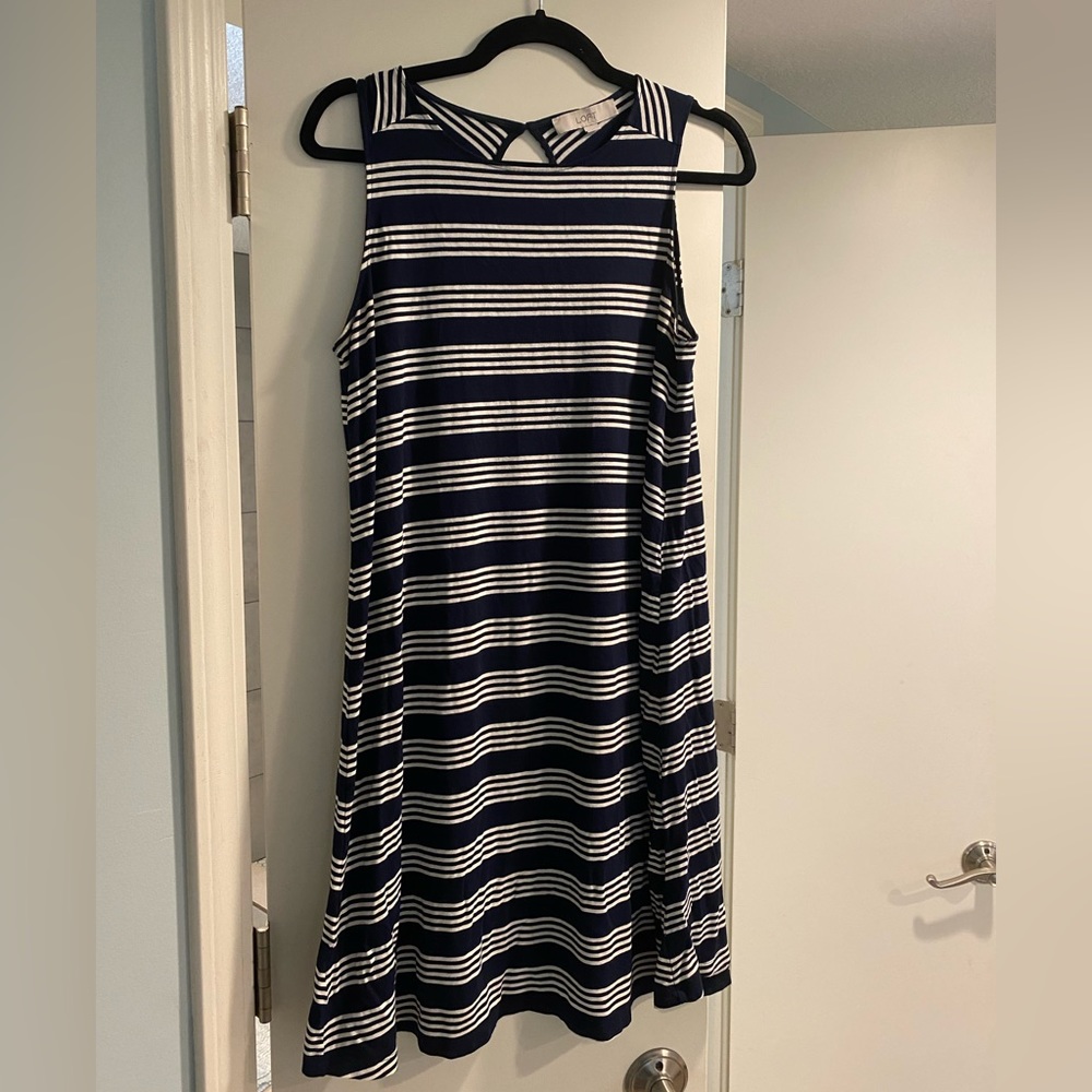Loft navy and white striped dress